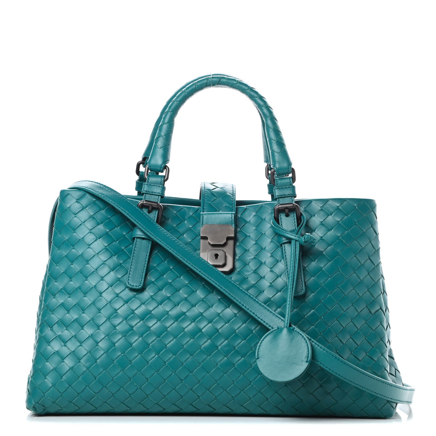 Light Calf Intrecciato Small Roma Teal