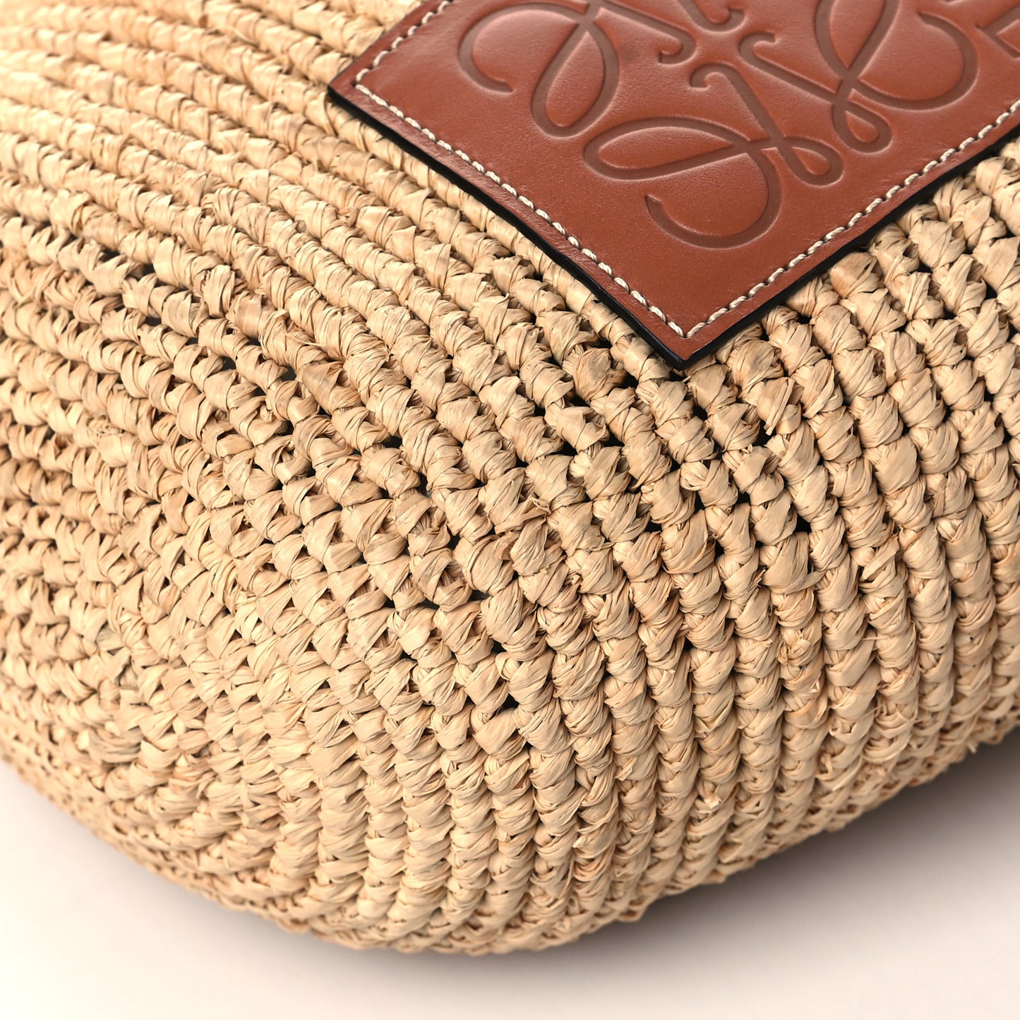 Calfskin Raffia Bucket Bag Natural Tan