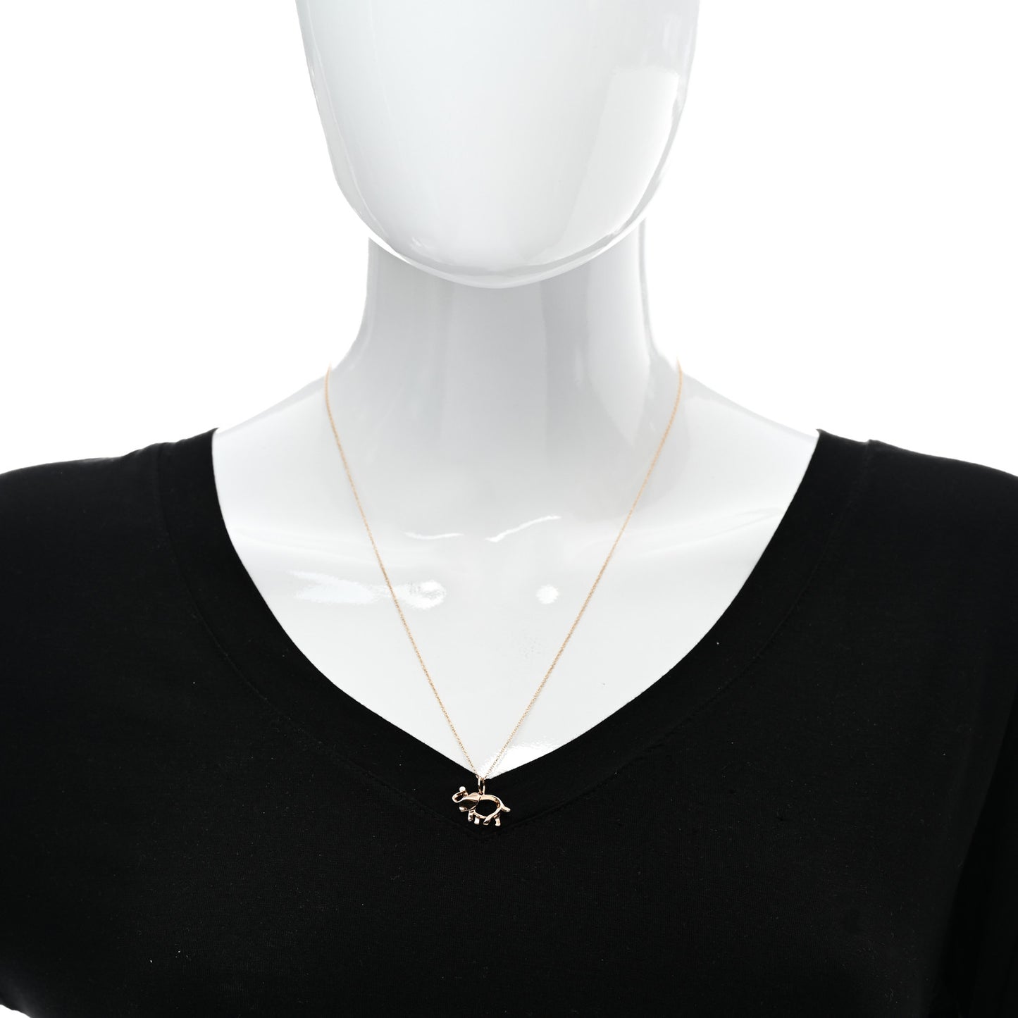 18K Rose Gold Diamond Save The Wild Elephant Pendant Necklace