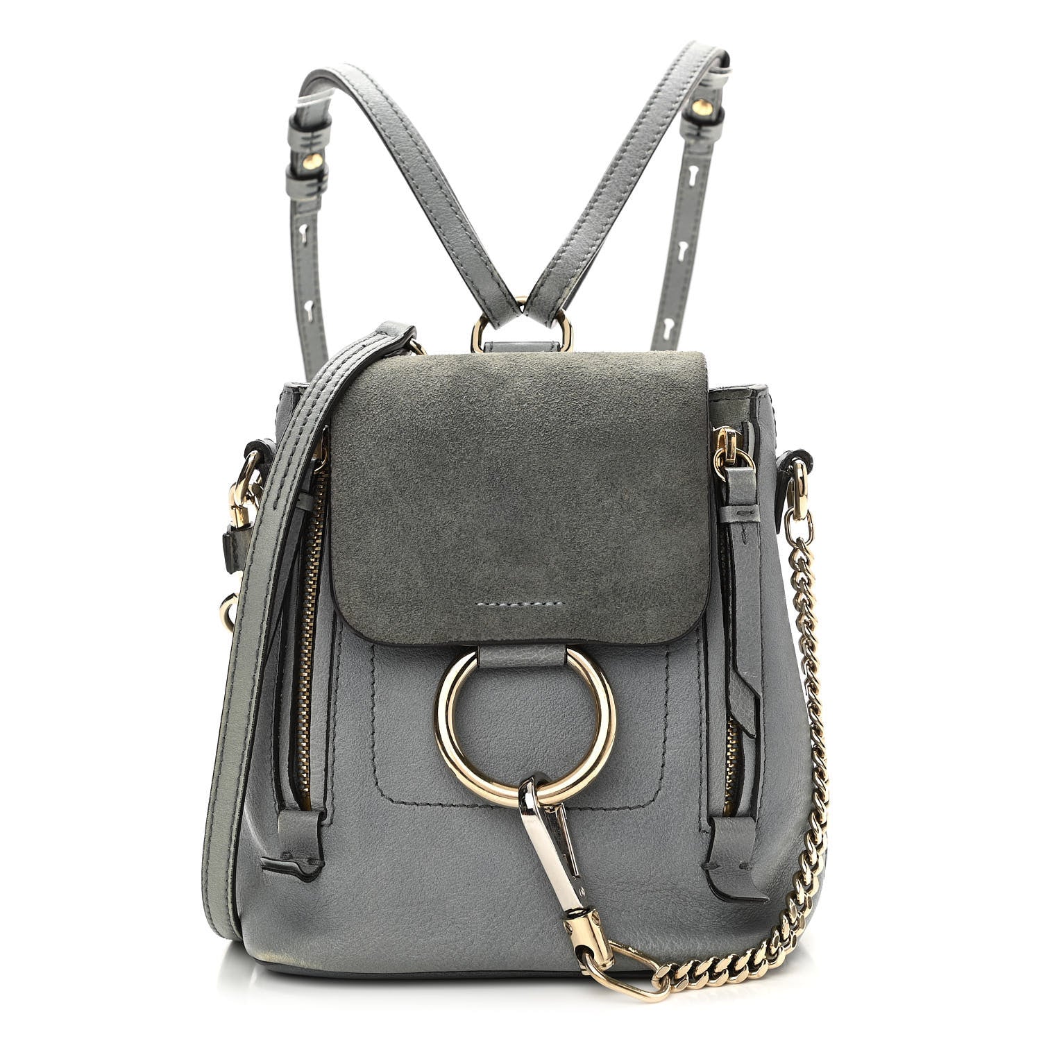 Chloe Suede Calfskin Small Faye Backpack Washed Blue 1 of 19
