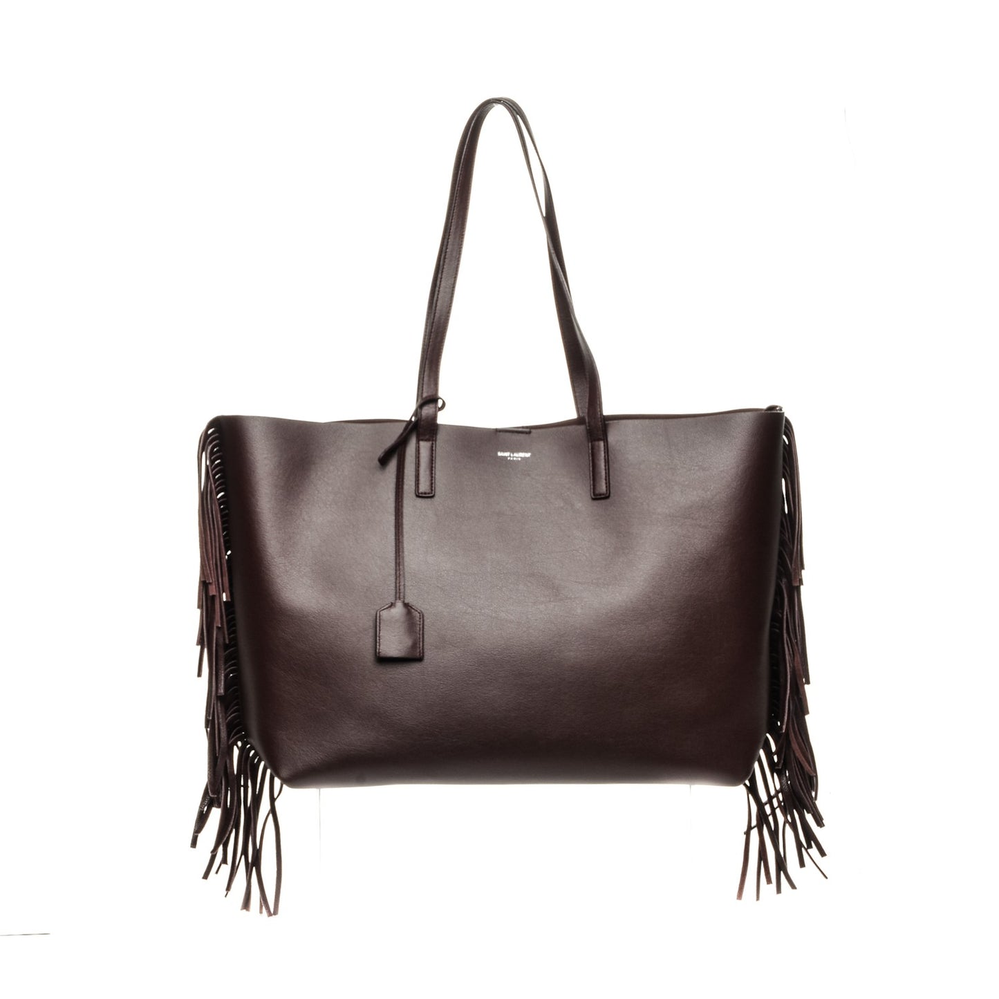 Calfskin Large Fringe Shopping Tote Amaranto