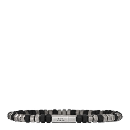 David Yurman Sterling Silver Rubber Hex Bead Bracelet Black 4 of 8