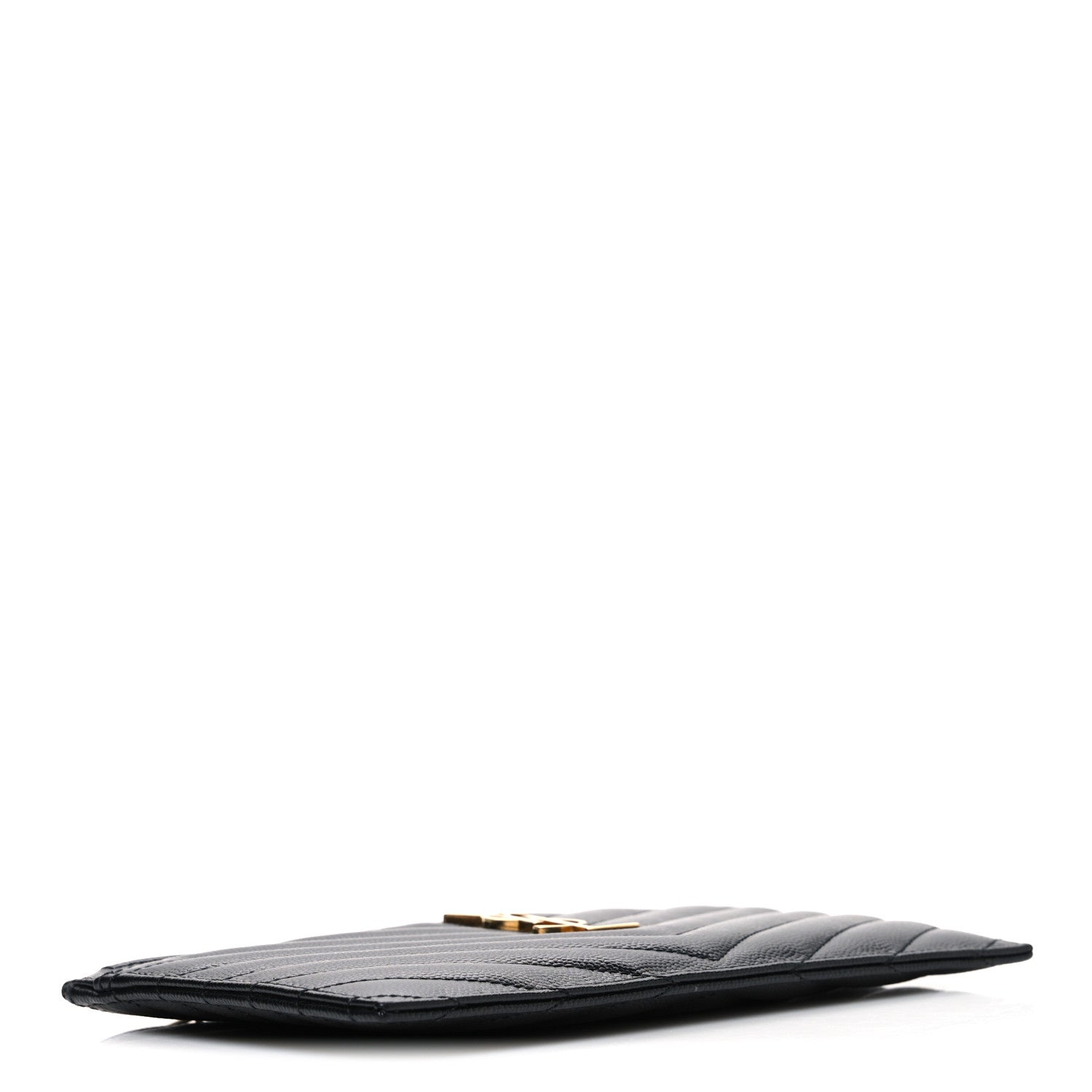 Saint Laurent Grain De Poudre Chevron Monogram Bill Pouch Black 4 of 7