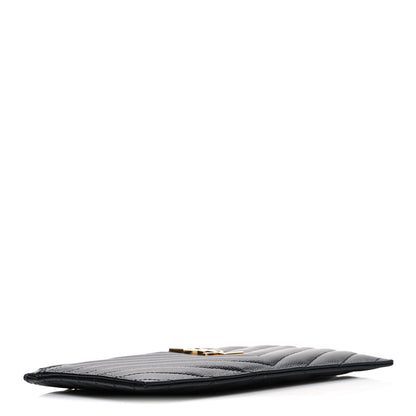 Saint Laurent Grain De Poudre Chevron Monogram Bill Pouch Black 4 of 7