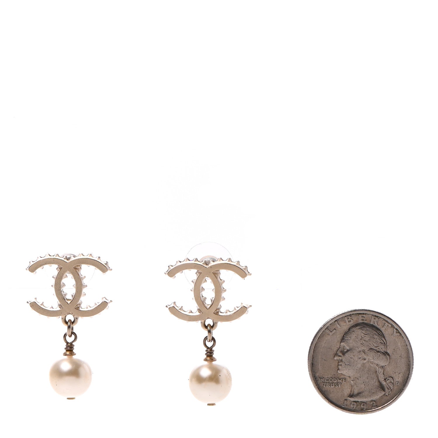 Chanel Pearl CC Drop Earrings Gold 2 of 4
