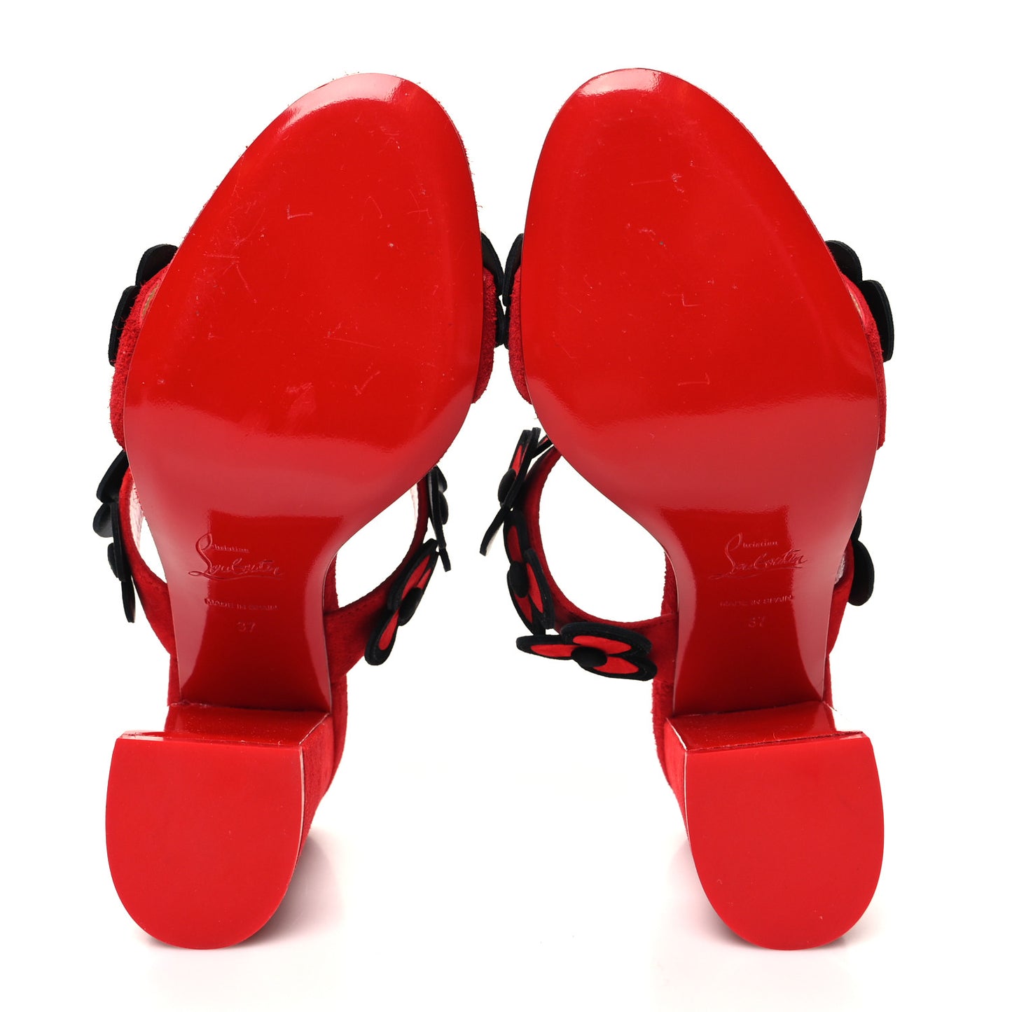 Veau Velours Tres Pansy 85 Slide Sandals 37 Red Black