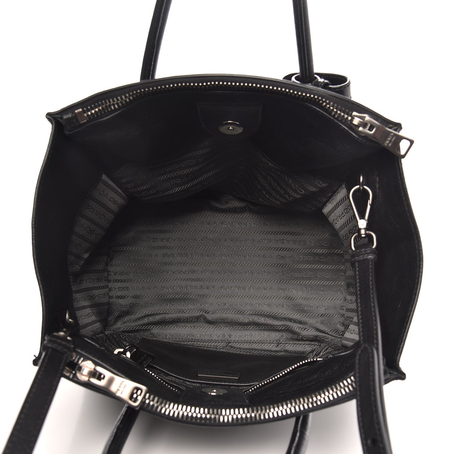 Prada Glace Calf Twin Pocket Tote Black 5 of 11