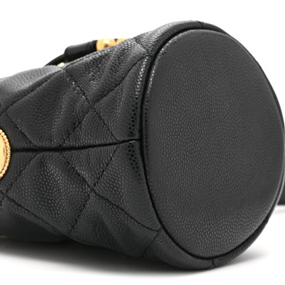 Chanel Caviar Quilted Twist Your Buttons Mini Bucket Bag Black 9 of 10