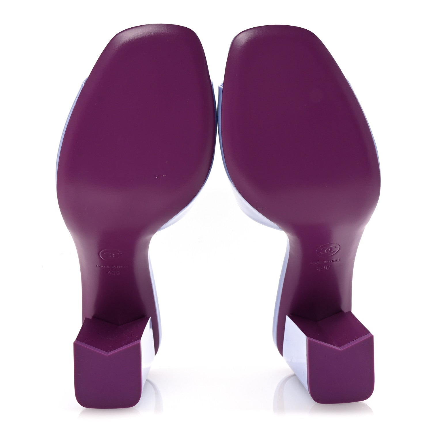 Chanel Patent Calfskin CC Mules 40 Light Purple Dark Purple 6 of 10