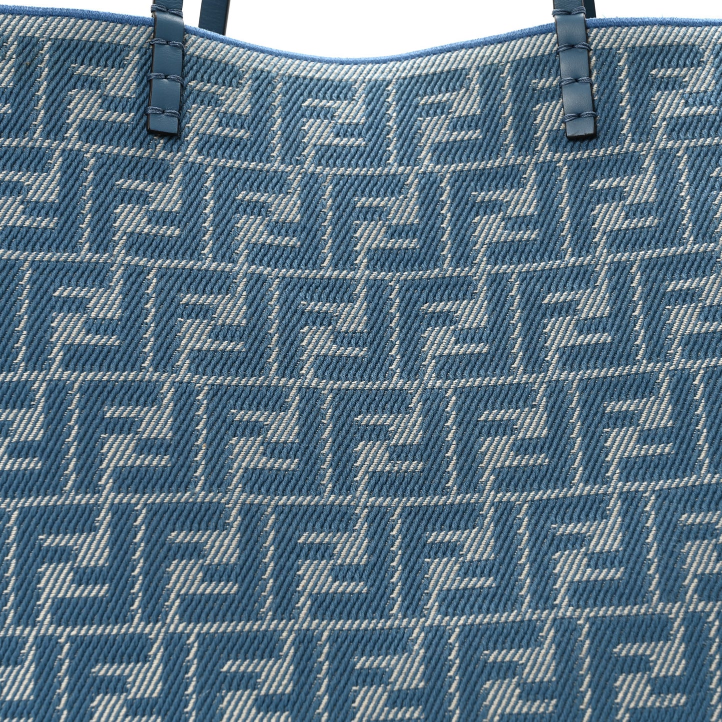 Pequin Vitello Effettto Denim Jacquard FF Reversible Large Shopping Tote Blue