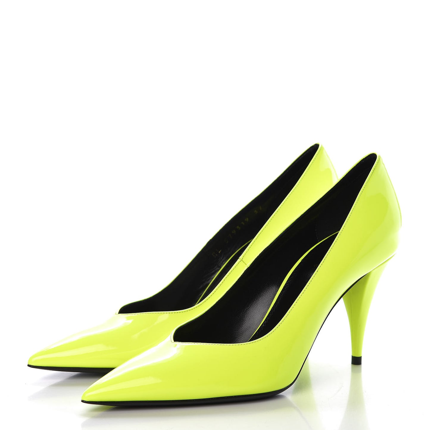 Patent Calfskin Kiki 85 Pumps 37 Yellow Fluo