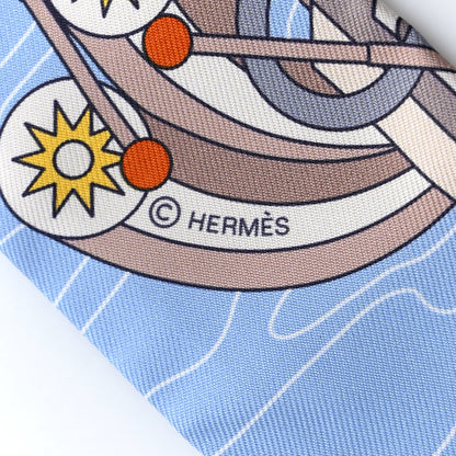 Hermes Silk Odyssey Twilly Beige Bleu Ciel Jaune Vif 3 of 4