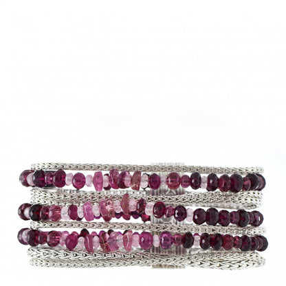 John Hardy Sterling Silver Pink Tourmaline Classic Chain Nine Row Bracelet 1 of 4