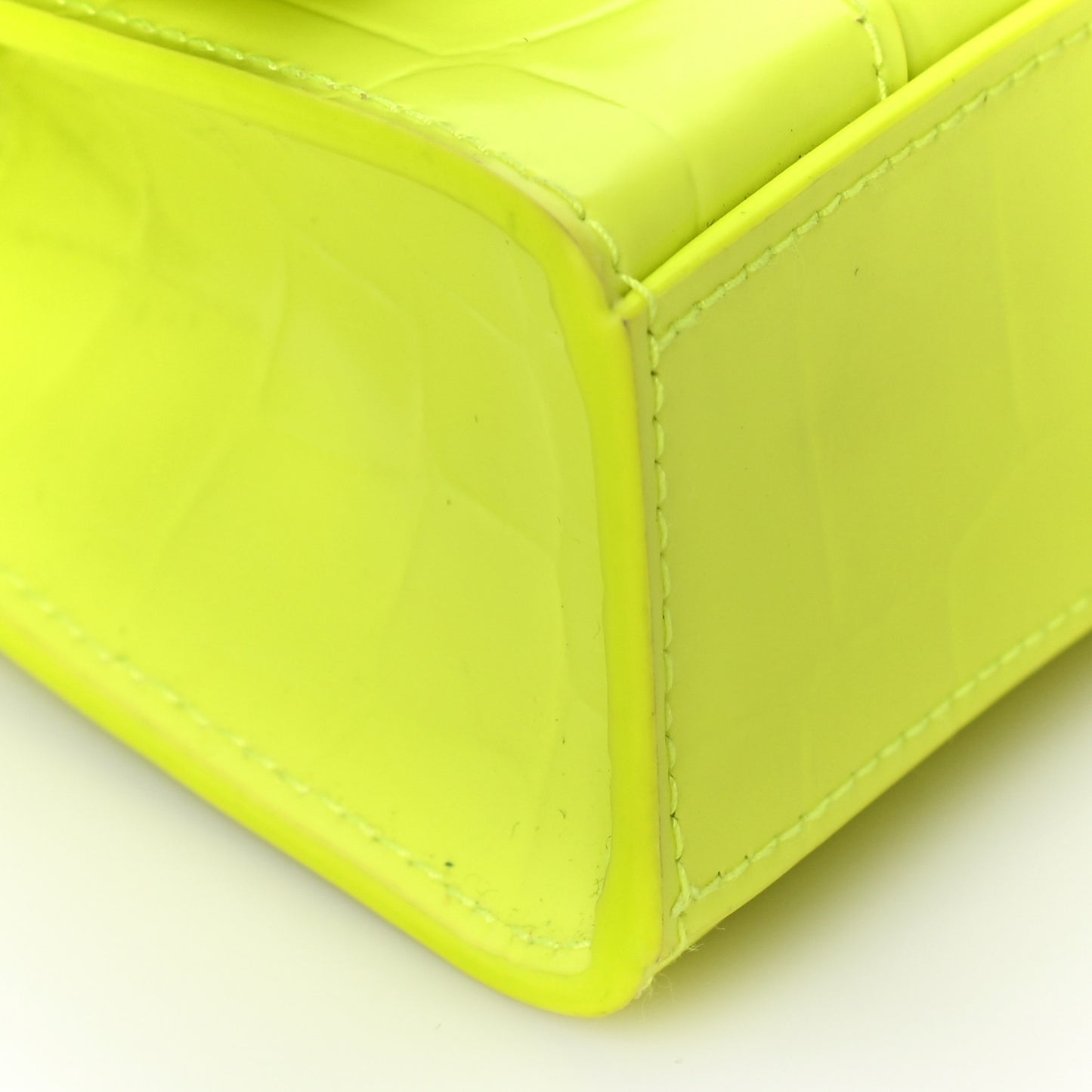 Semi Shiny Calfskin Crocodile Embossed Hourglass Top Handle Bag Mini Fluo Yellow