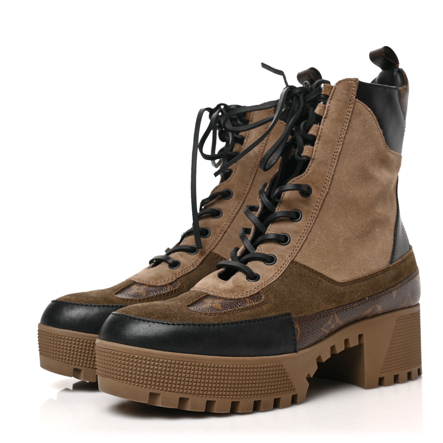 Louis Vuitton Suede Calfskin Monogram Laureate Platform Desert Boots 40 Taupe 3 of 8