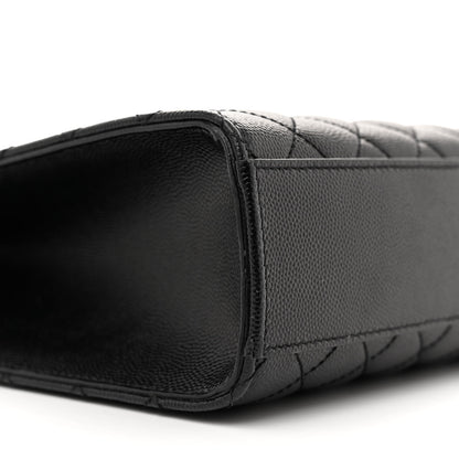 Saint Laurent Grain De Poudre Textured Mixed Matelasse Large Triquilt Monogram Satchel Black 9 of 11