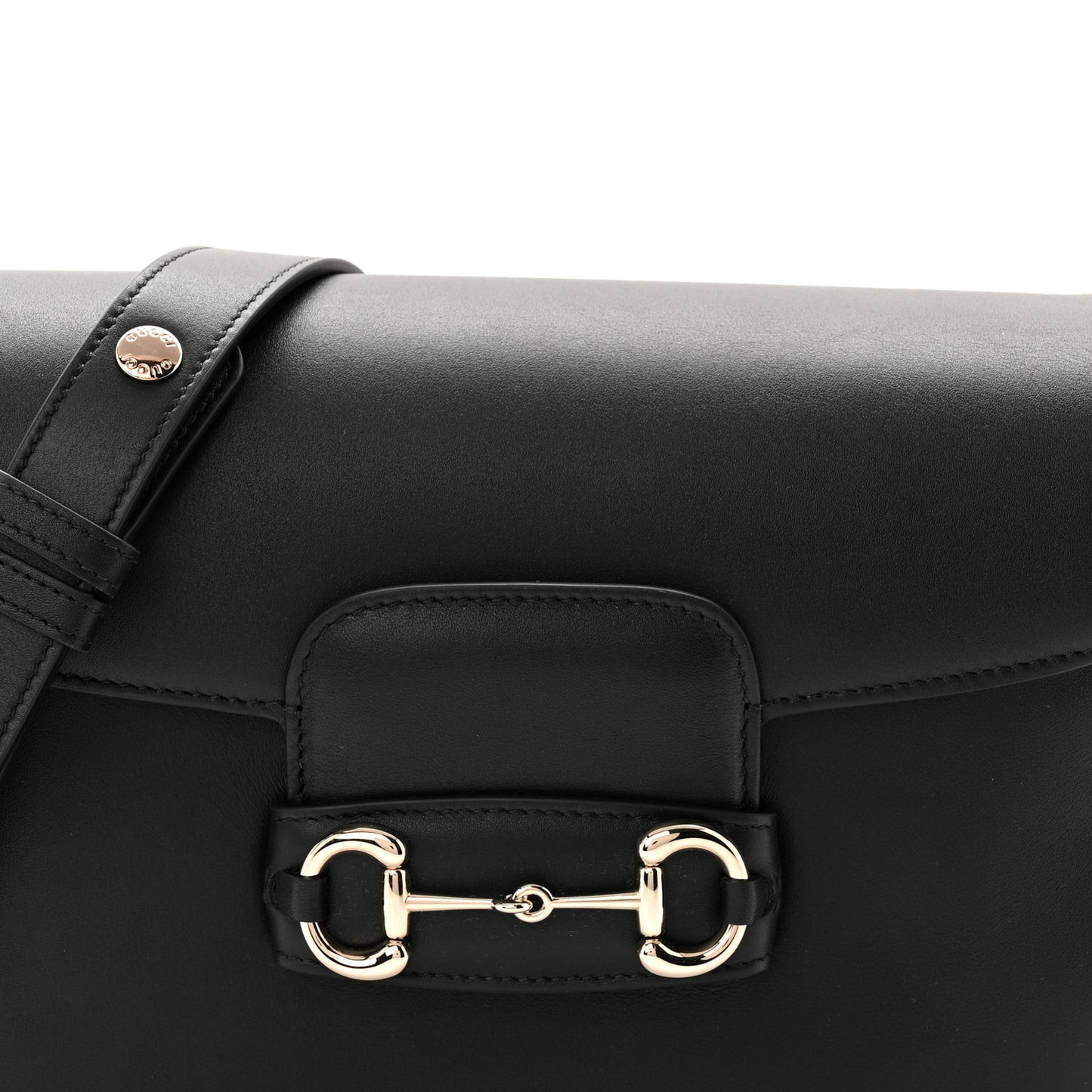 Ciny Lux Calfskin Horsebit 1955 Soft Small Shoulder Bag Black