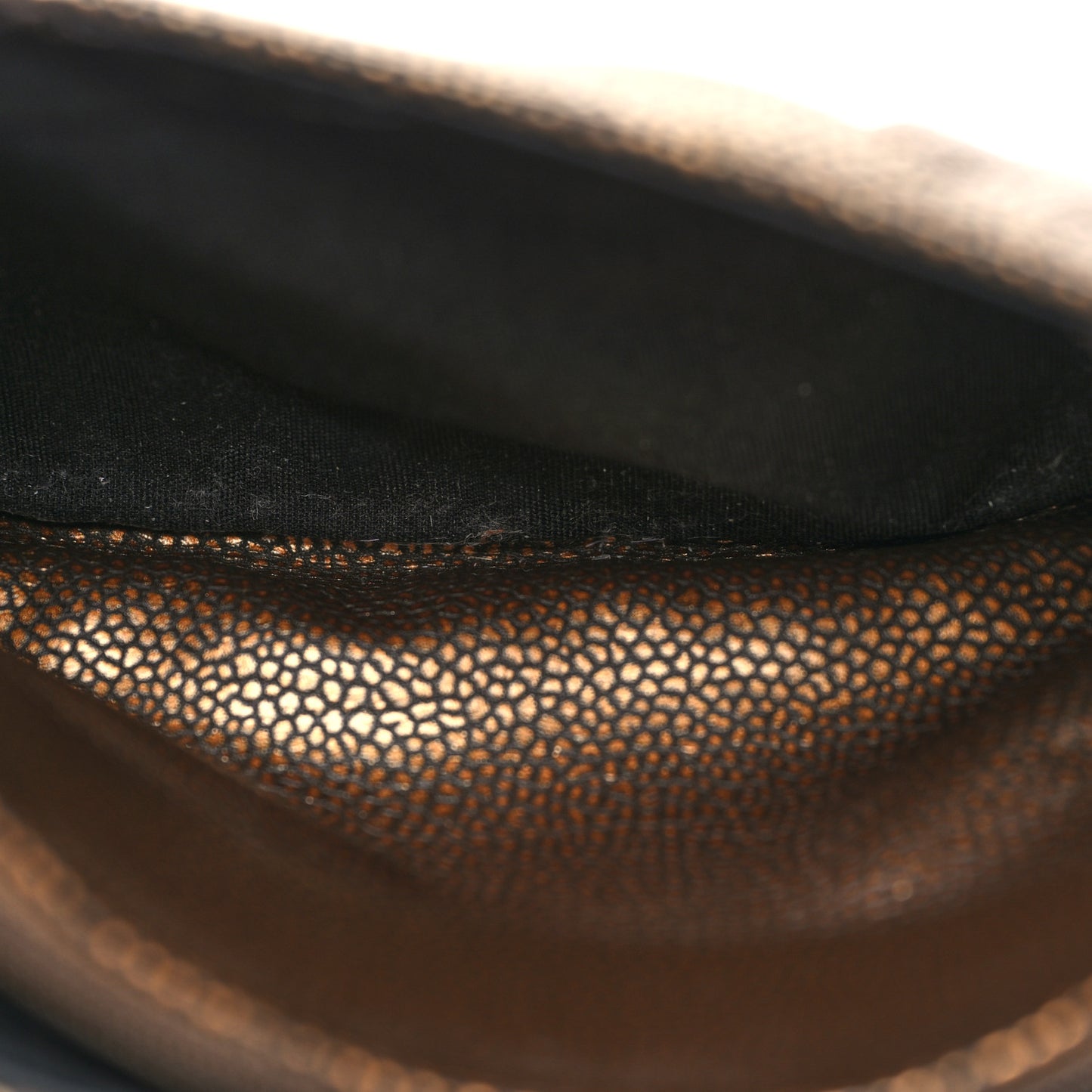 Metallic Caviar Half Moon Wallet On Chain WOC Bronze