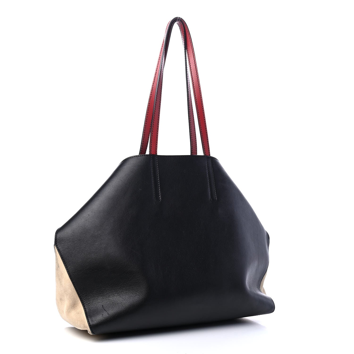 Alexander McQueen Calfskin Suede Butterfly Tote Red Black Beige 3 of 9