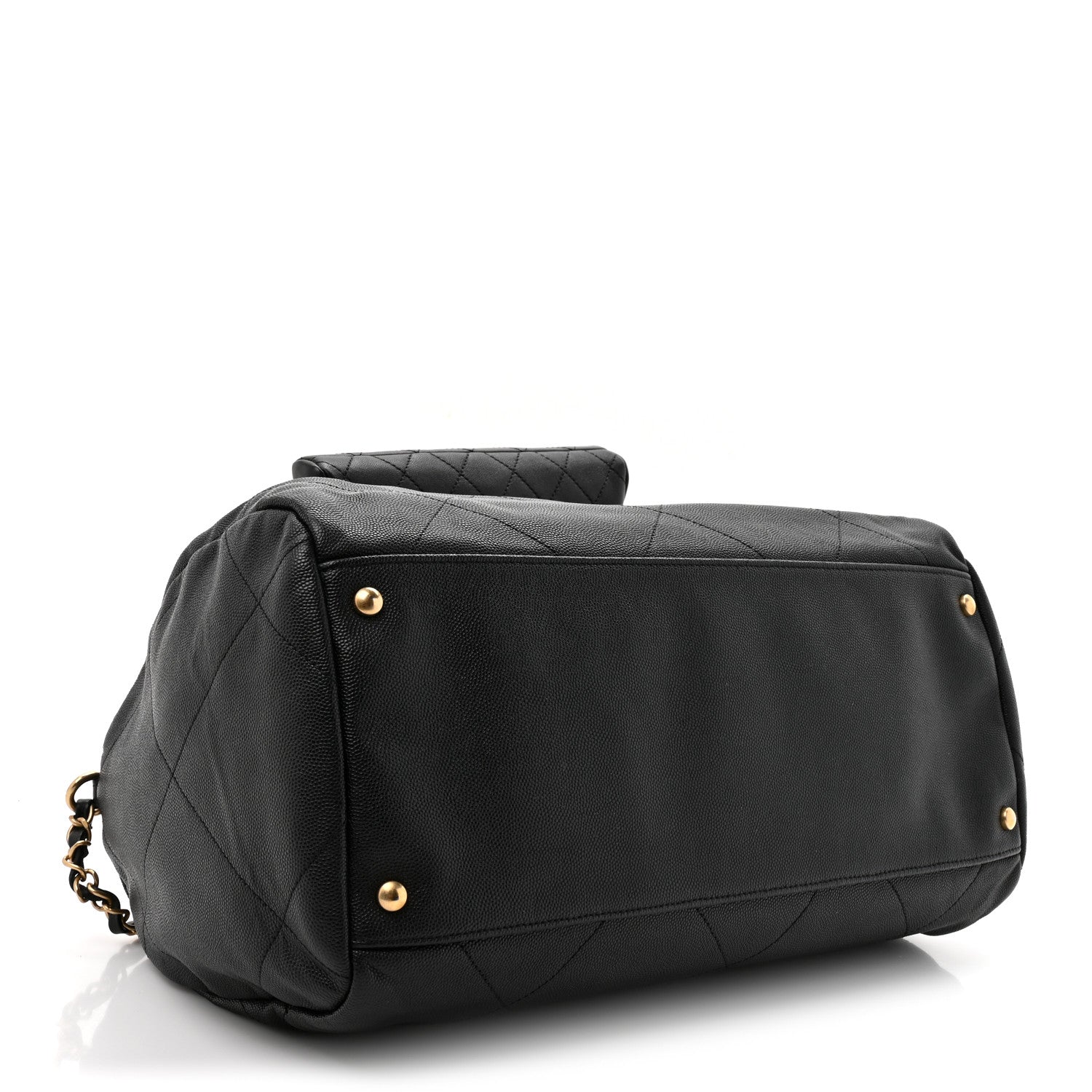 Chanel Grained Calfskin Lambskin Quilted Large Bowling Bag Black 4 of 10