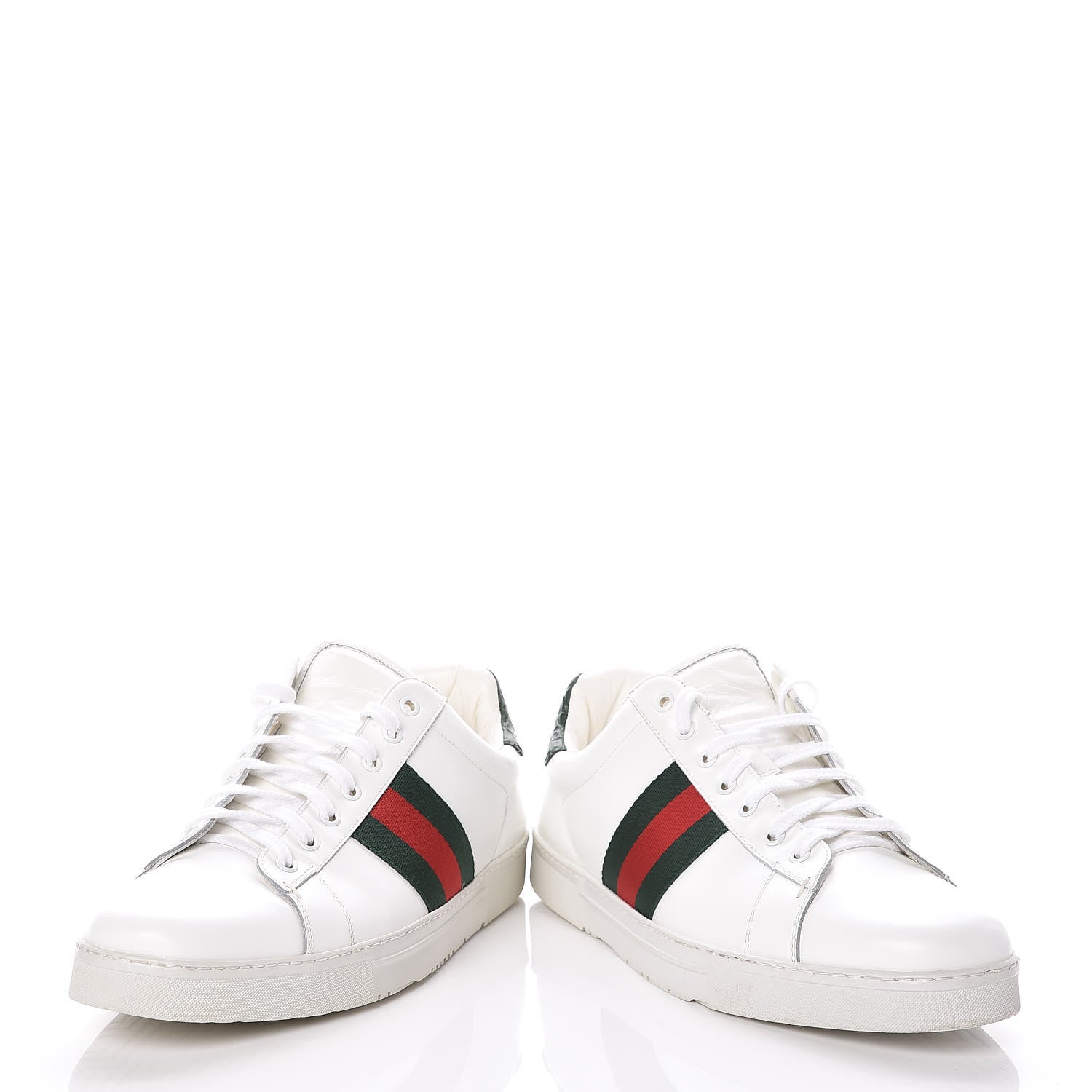 Gucci Calfskin Crocodile Web Mens Ace Sneakers 10.5 White Green 6 of 13