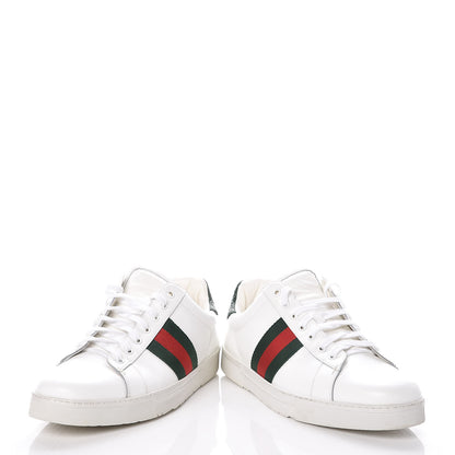 Gucci Calfskin Crocodile Web Mens Ace Sneakers 10.5 White Green 6 of 13