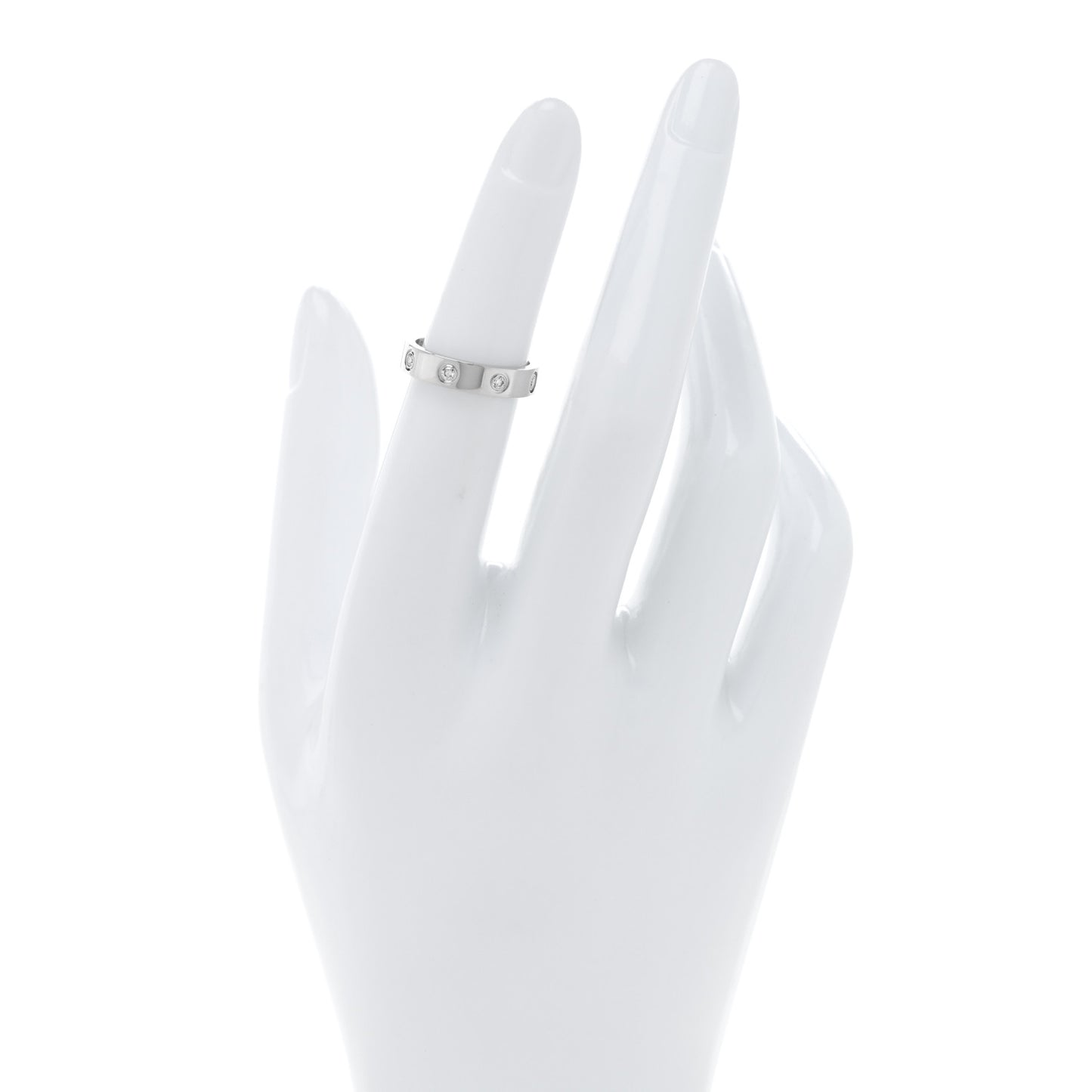 18K White Gold 8 Diamond 4mm LOVE Wedding Band Ring 48 4.5