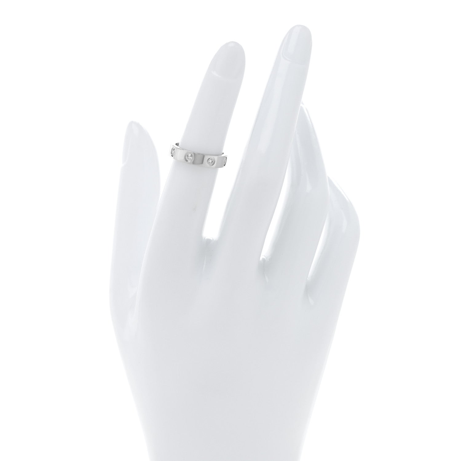 Cartier 18K White Gold 8 Diamond 4mm LOVE Wedding Band Ring 48 4.5 2 of 5