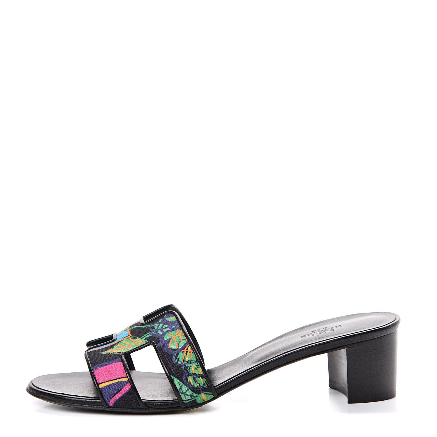 Hermes Cotton Canvas Tropical Modernisme Oasis Sandals 40 Black 1 of 11