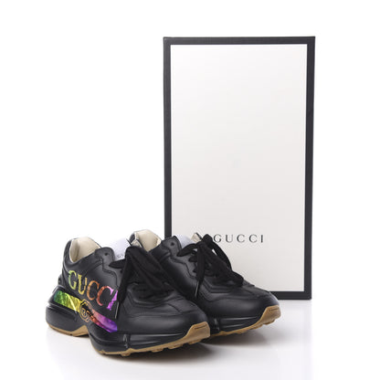 Gucci Calfskin Iridescent Logo Womens Rhyton Sneakers 36 Black 11 of 11