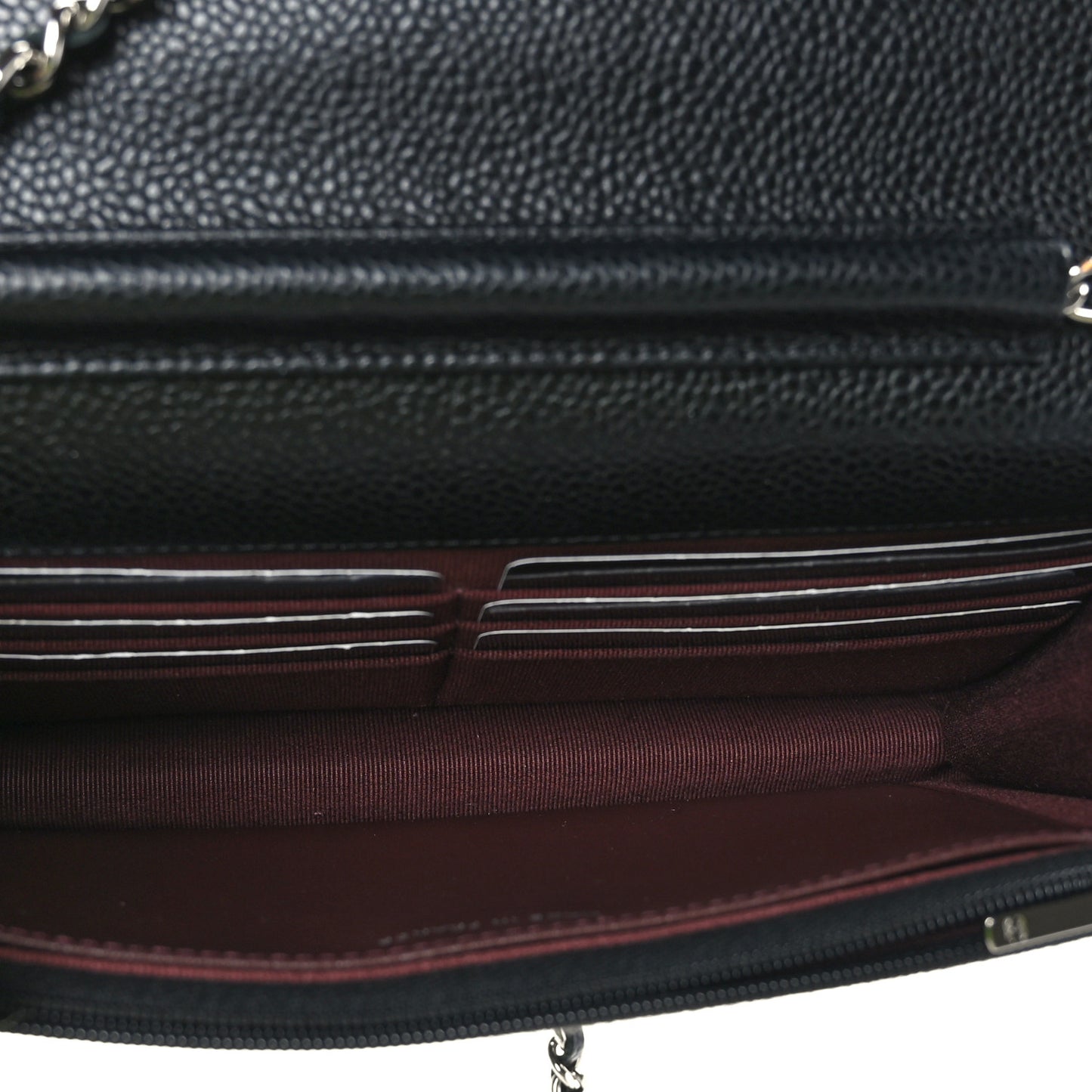 Caviar Quilted Wallet on Chain WOC Black