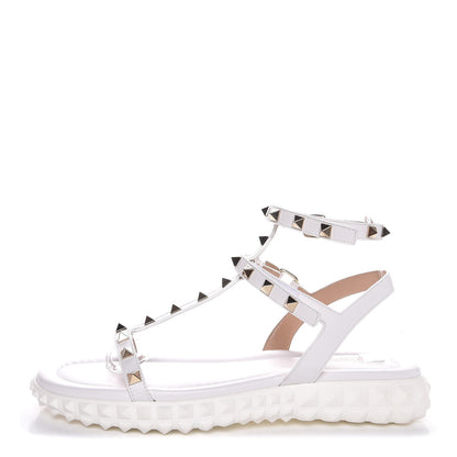 Valentino Garavani Calfskin Rockstud Gladiator Sandals 38 White 1 of 7