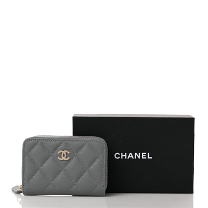 Chanel Caviar Quilted Zip Coin Purse Grey 10 of 10