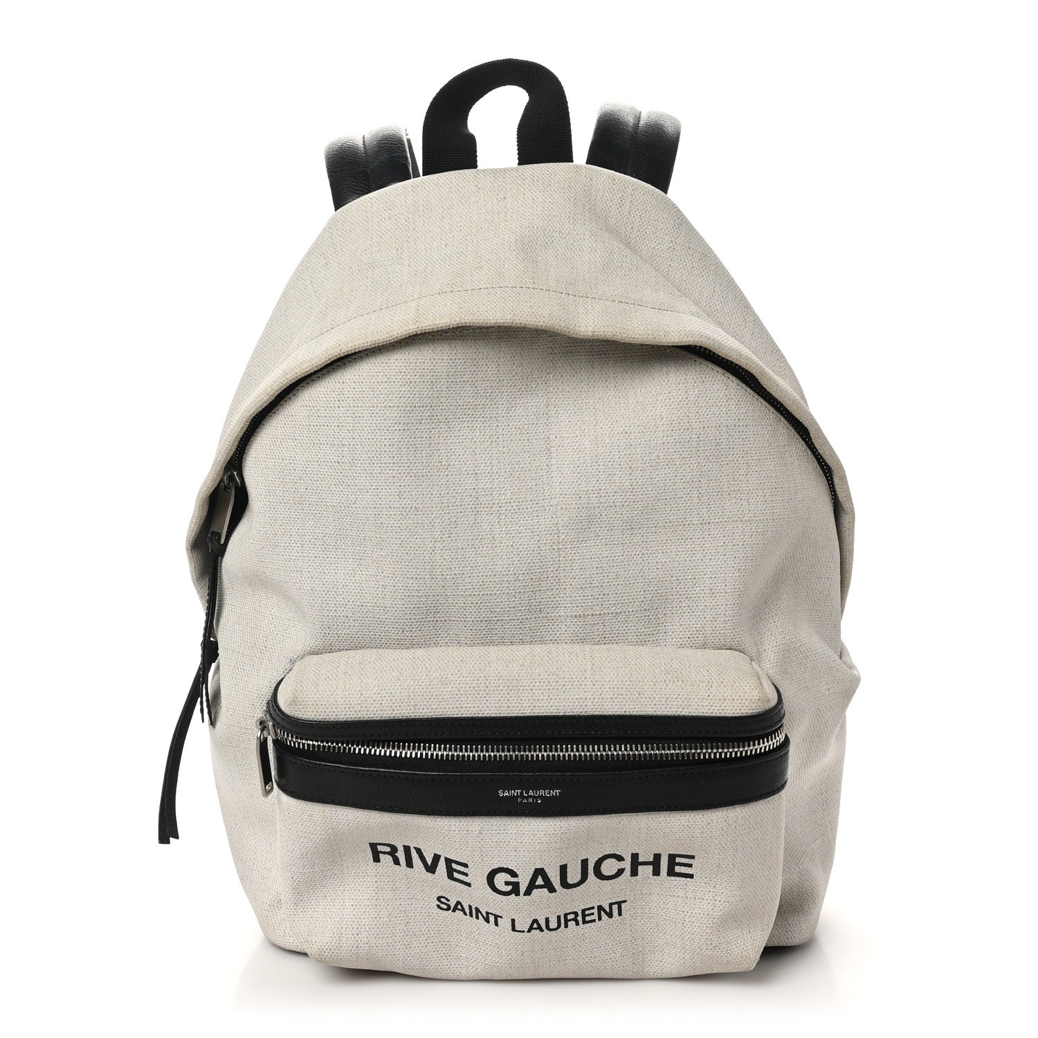 Saint Laurent Canvas Rive Gauche City Backpack White Black 1 of 10