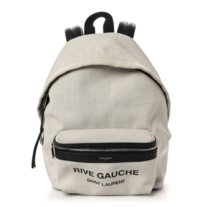 Saint Laurent Canvas Rive Gauche City Backpack White Black 1 of 10