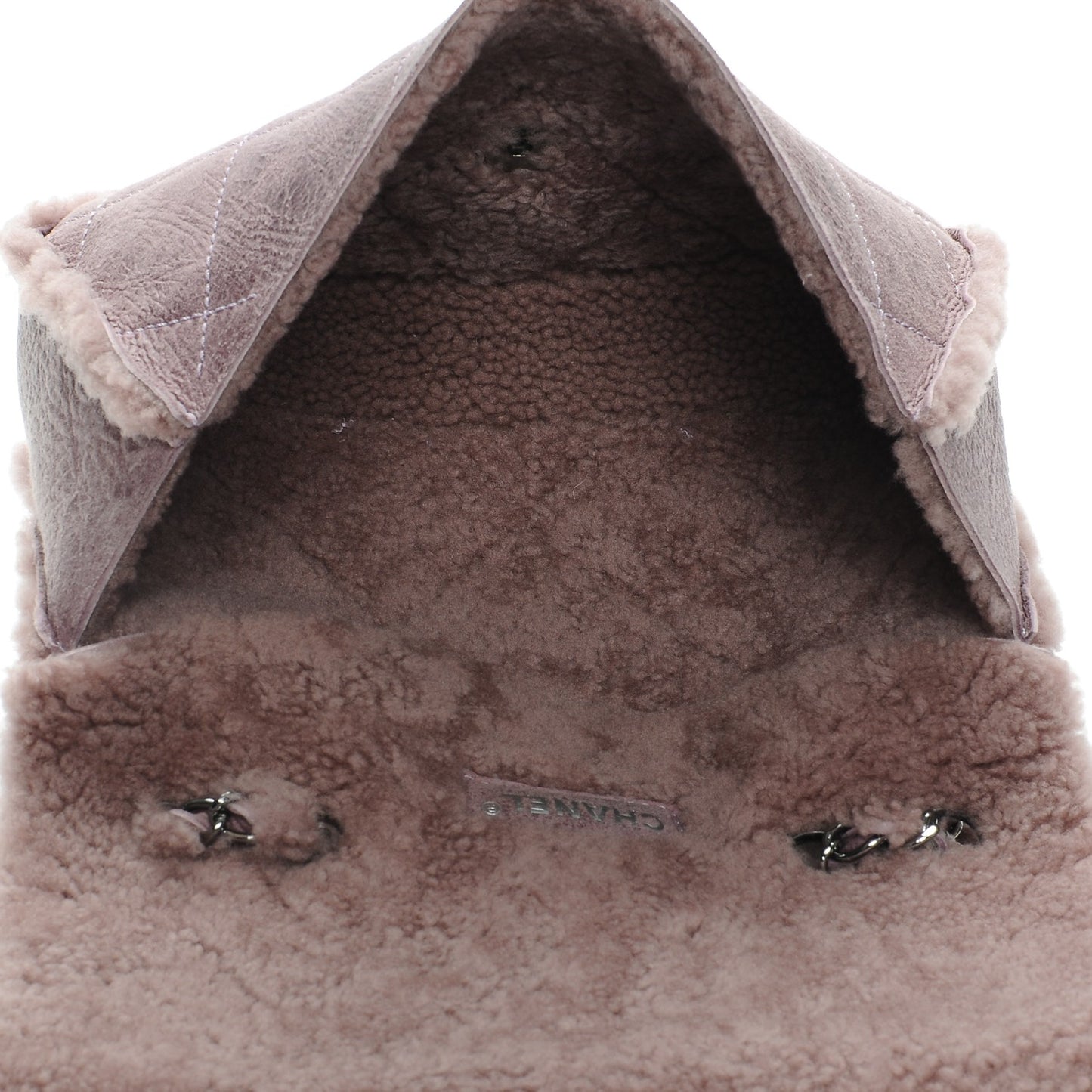 Shearling Quilted Medium Single Flap Purple