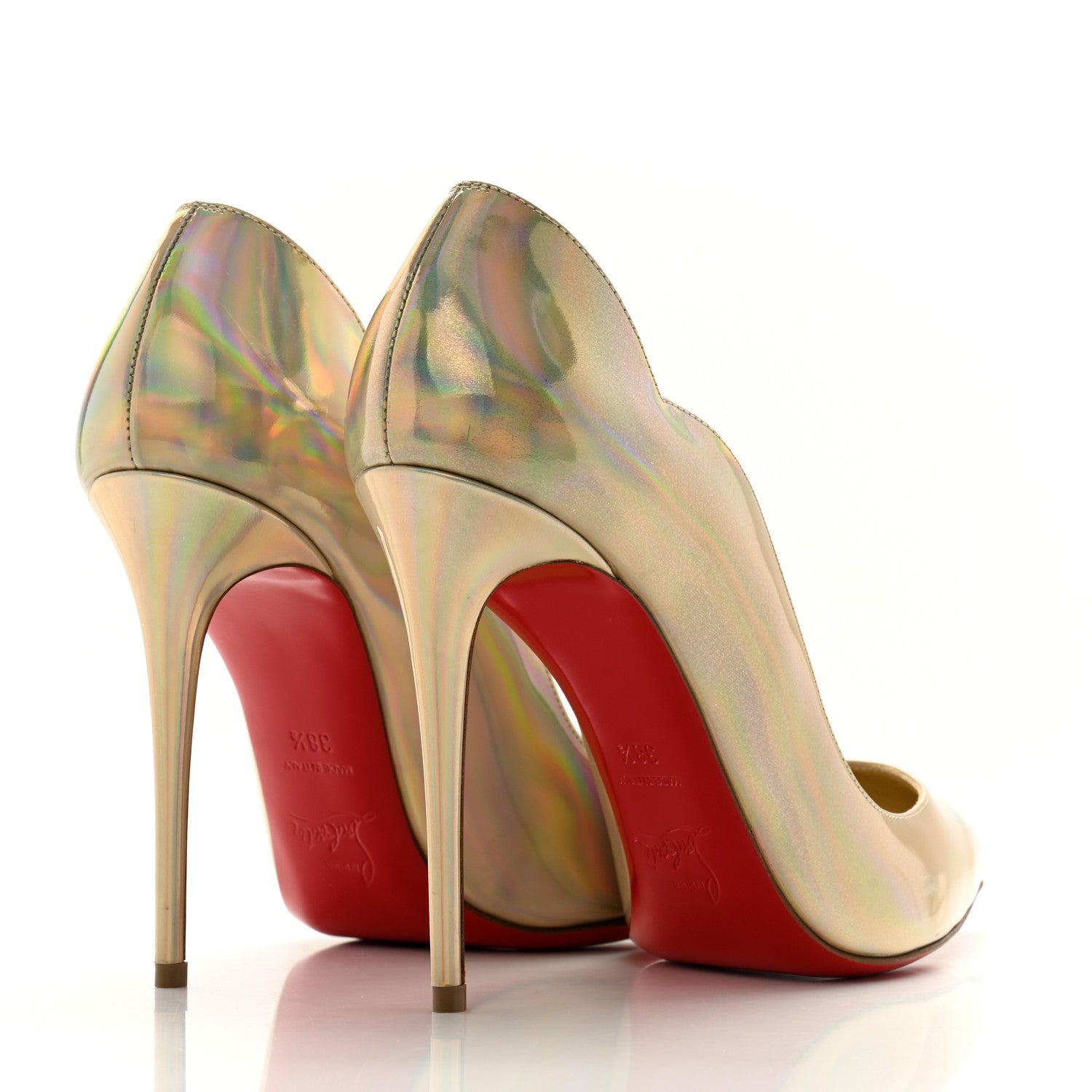 Christian Louboutin Metallic Patent Psychic Hot Chick 100 Pumps 38.5 Platine 4 of 10