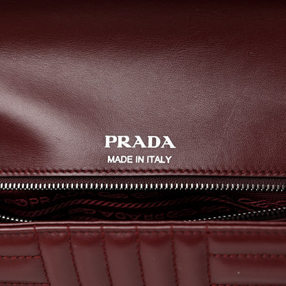 Prada Soft Calfskin Impunture Diagramme Large Chain Flap Shoulder Bag Granato 6 of 10