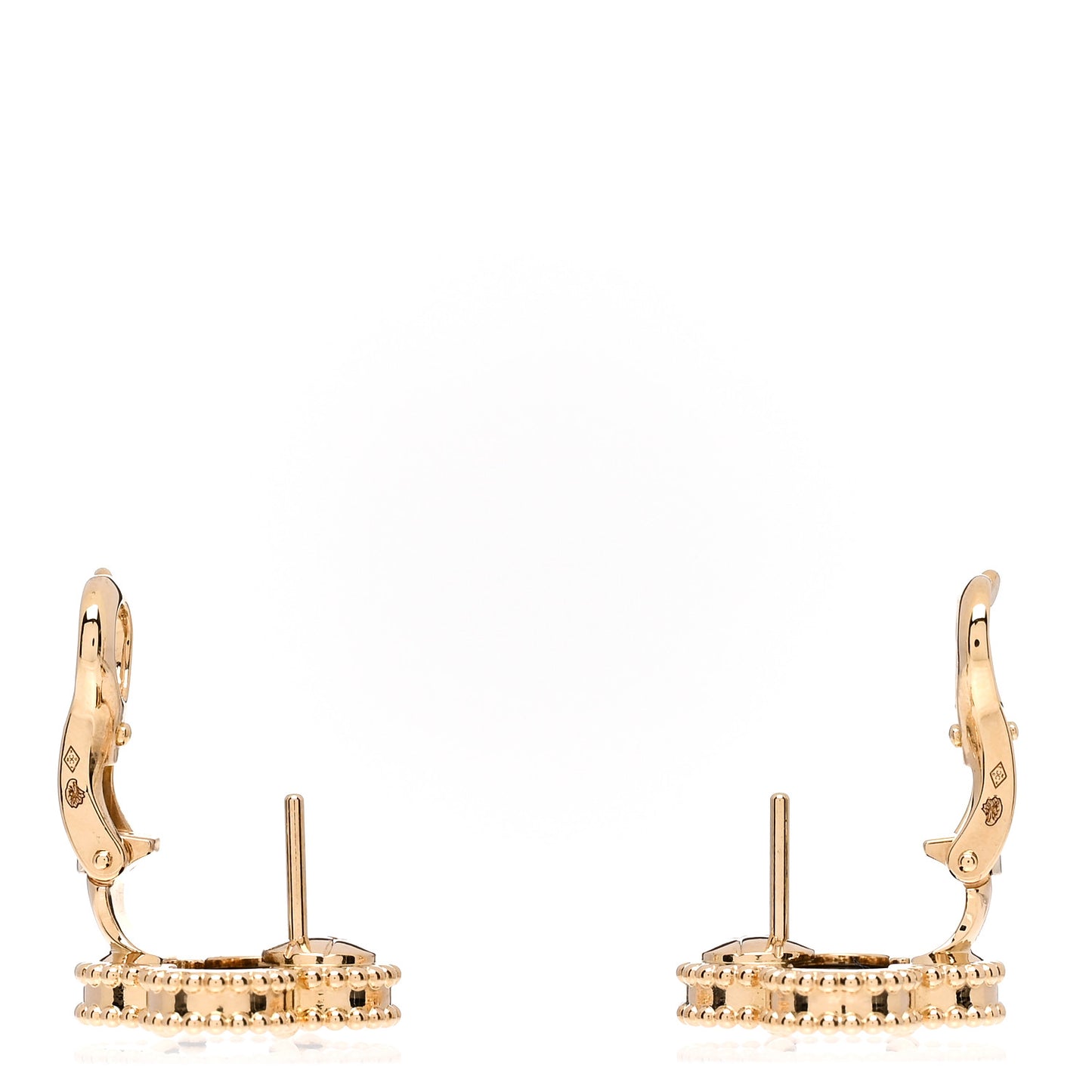 18K Yellow Gold Black Onyx Vintage Alhambra Earrings
