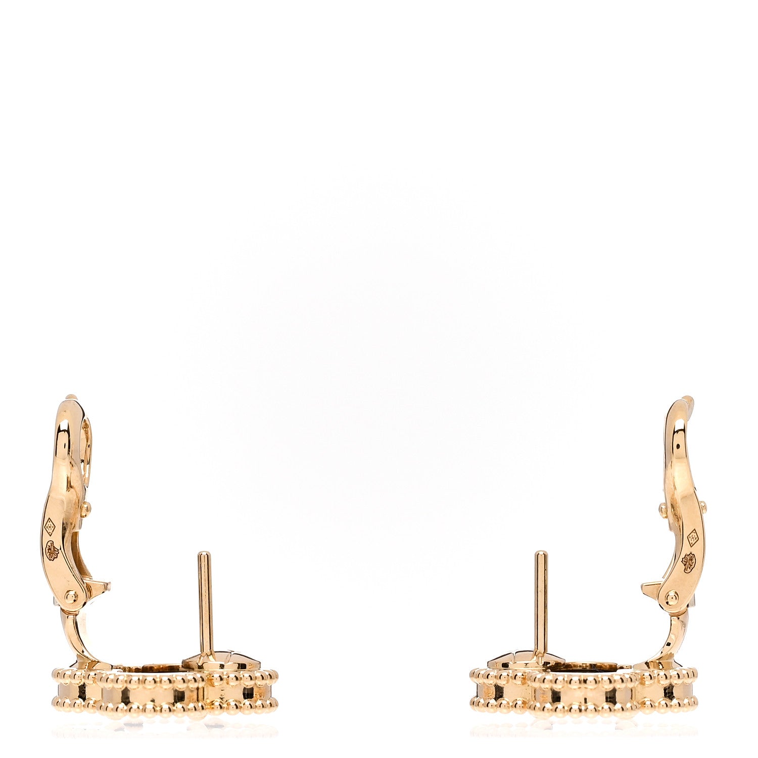 Van Cleef & Arpels 18K Yellow Gold Black Onyx Vintage Alhambra Earrings 3 of 4