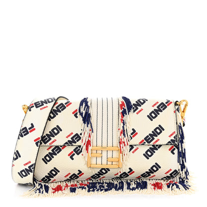 Fendi X FILA Calfskin Mania Fringe Baguette White 1 of 10