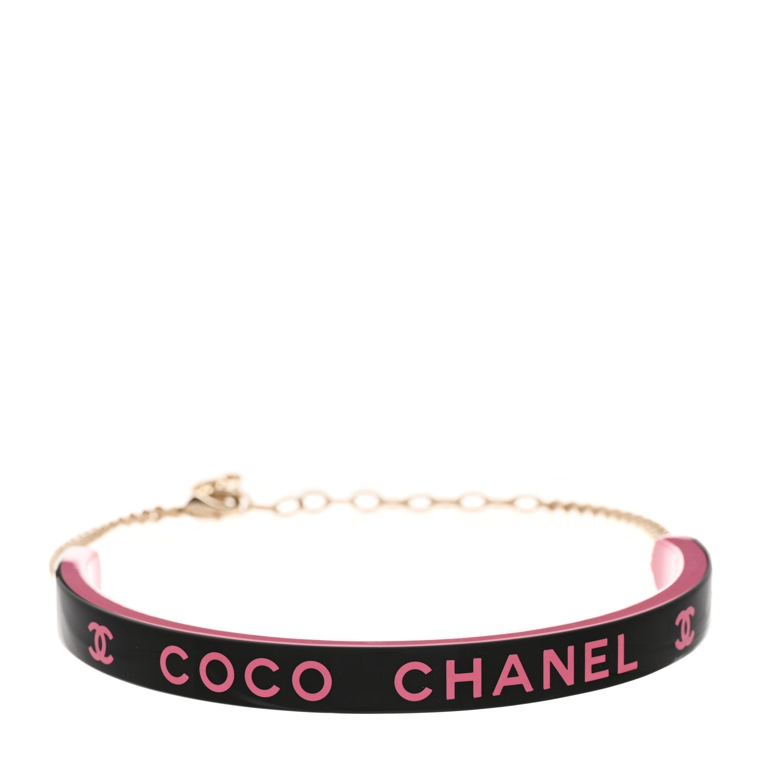 Chanel Resin Logo Choker Pink Black 1 of 6