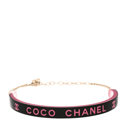 Chanel Resin Logo Choker Pink Black 1 of 6