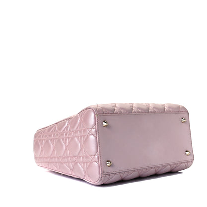 Christian Dior Pearly Lambskin Cannage Medium Lady Dior Lotus 4 of 7