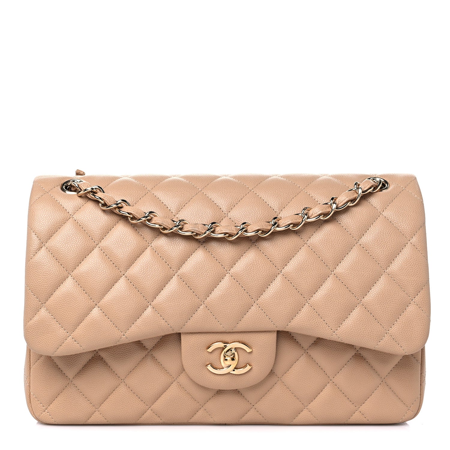 Chanel Caviar Quilted Jumbo Double Flap Beige 1 of 9