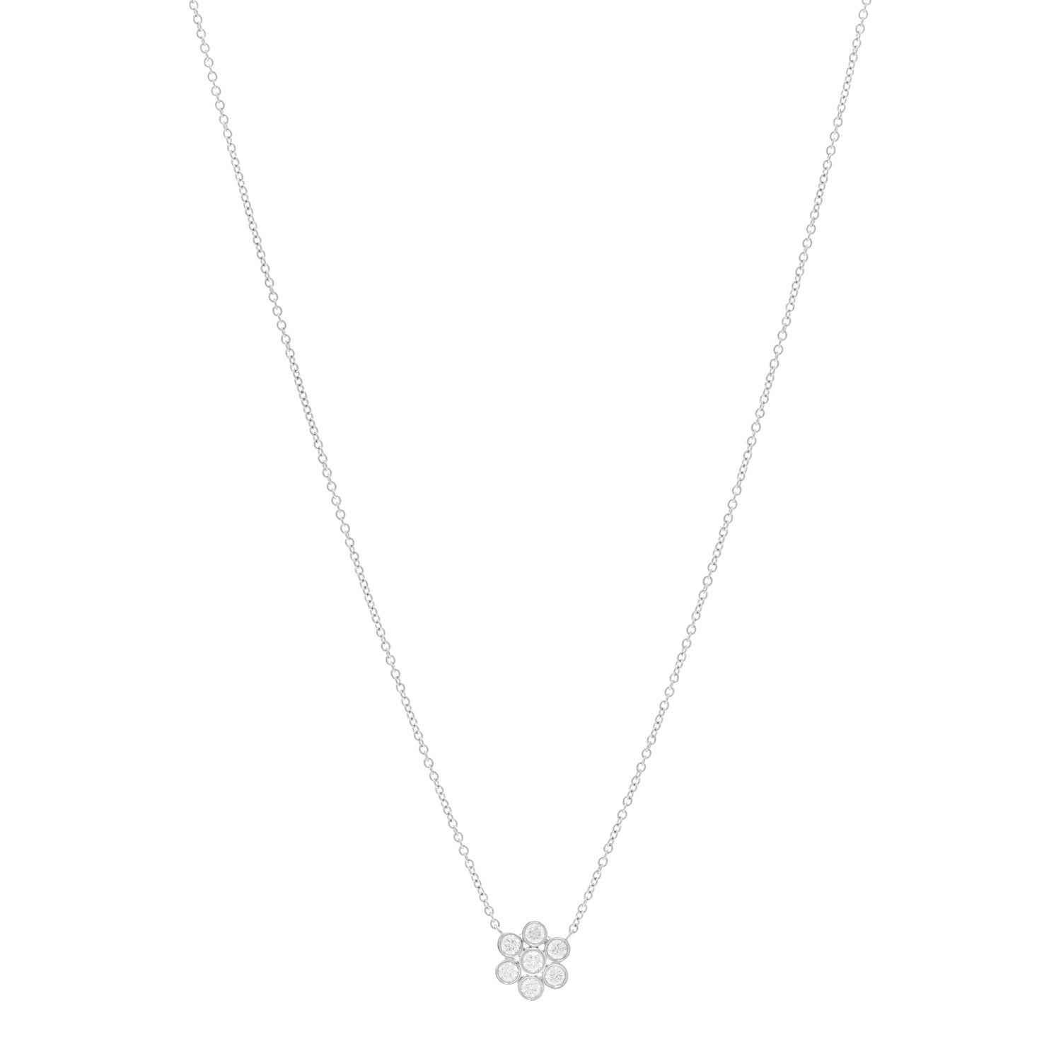 Tiffany Platinum Diamond Small Enchant Flower Pendant Necklace 1 of 4