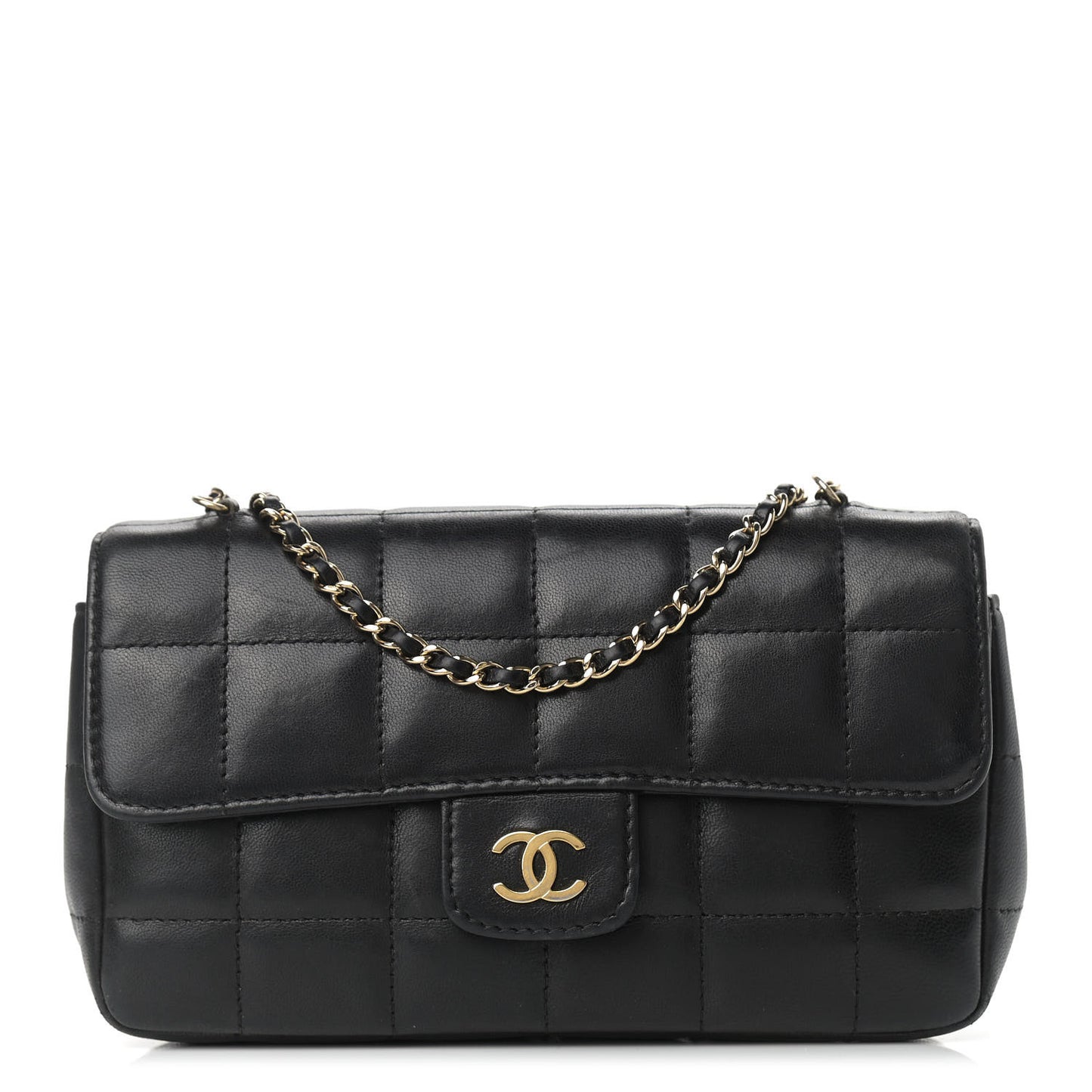 Lambskin Quilted Mini Chocolate Bar Flap Black