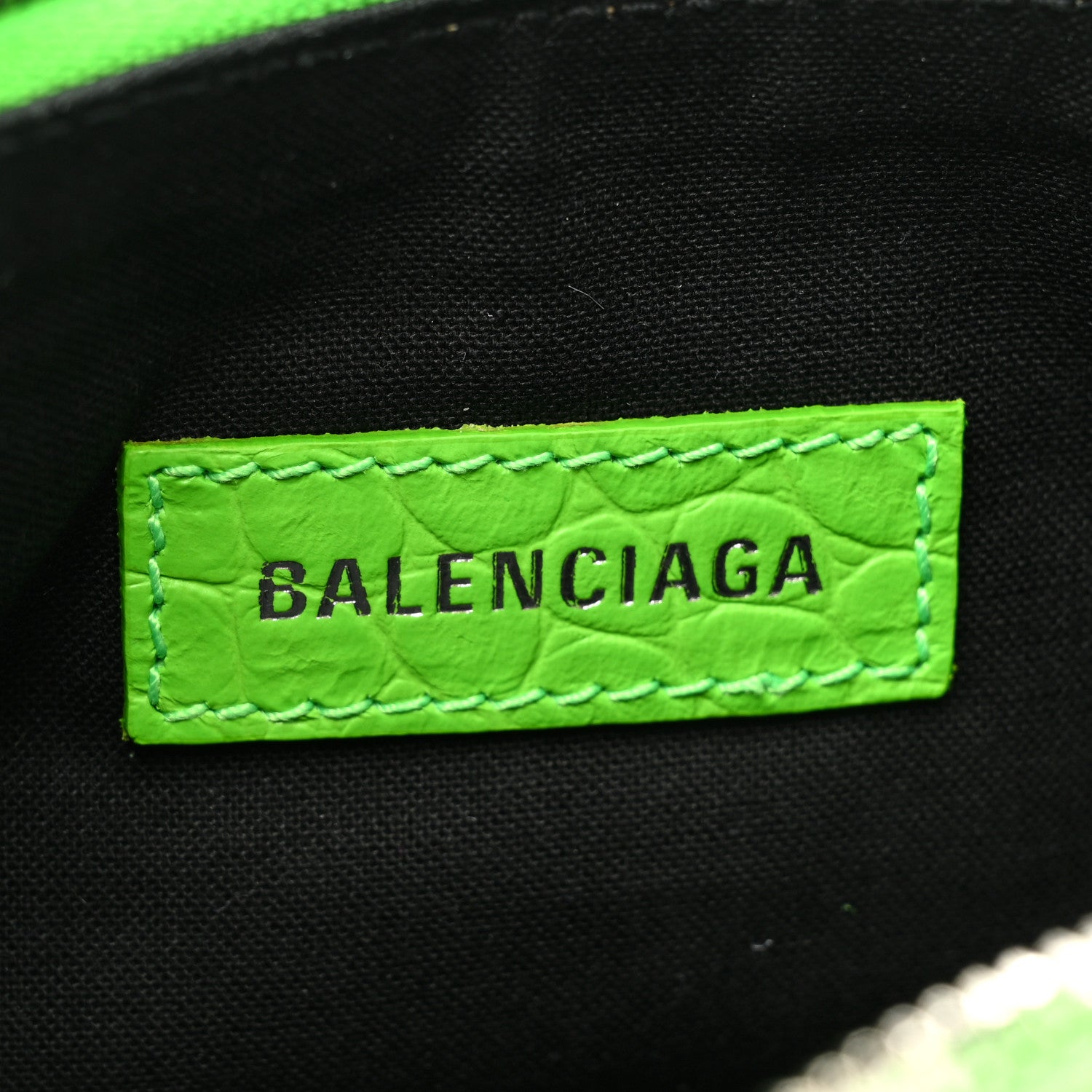 Balenciaga Extra Supple Calfskin Crocodile Embossed Le Cagole Shoulder Bag XS Acid Green 6 of 9