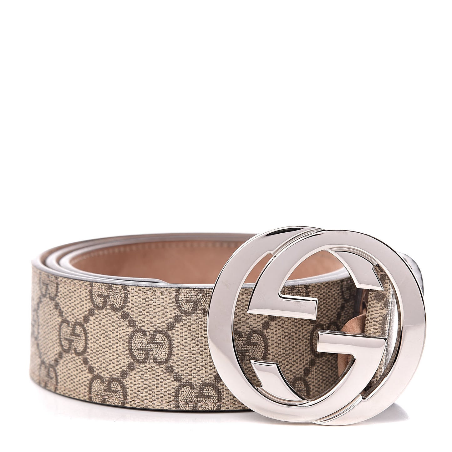 GG Supreme Monogram Selleria Calfskin Interlocking G 40mm Belt 90 36 Beige Ebony Cocoa