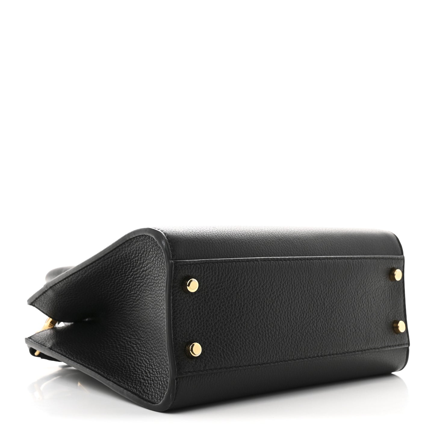 Grainy Calfskin Virtus Top Handle Tote Black